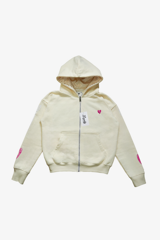 Amor Zip Hoodie Cream